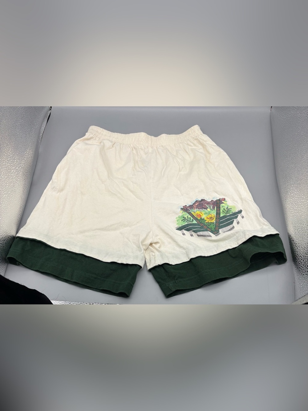 Cotton Fitz USA 100% Jersey Shorts W/Hawaii Print 90s Elastic Waist M ‘93